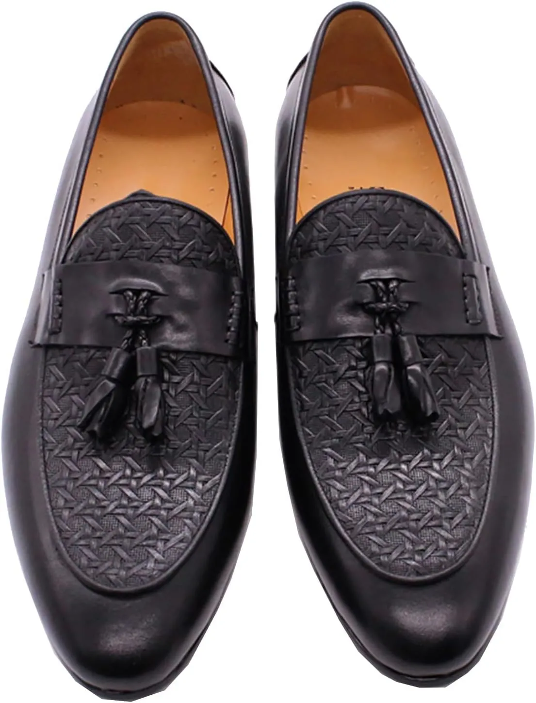 Santimon Men's Loafers Slip On Dress Casual Prom Tassel Shoes Mens Fashion Wedding Tuexdo Formal Business Suit Genuine Leather Penny Loafer Comfortable Walking Shoes