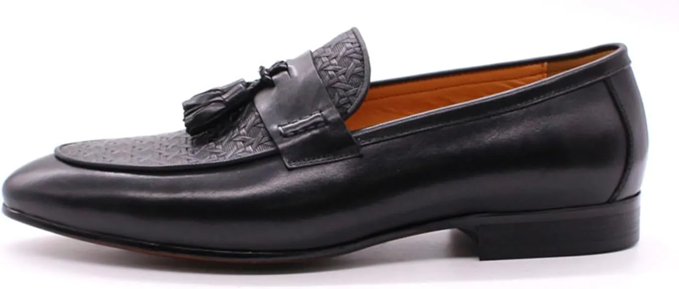 Santimon Men's Loafers Slip On Dress Casual Prom Tassel Shoes Mens Fashion Wedding Tuexdo Formal Business Suit Genuine Leather Penny Loafer Comfortable Walking Shoes
