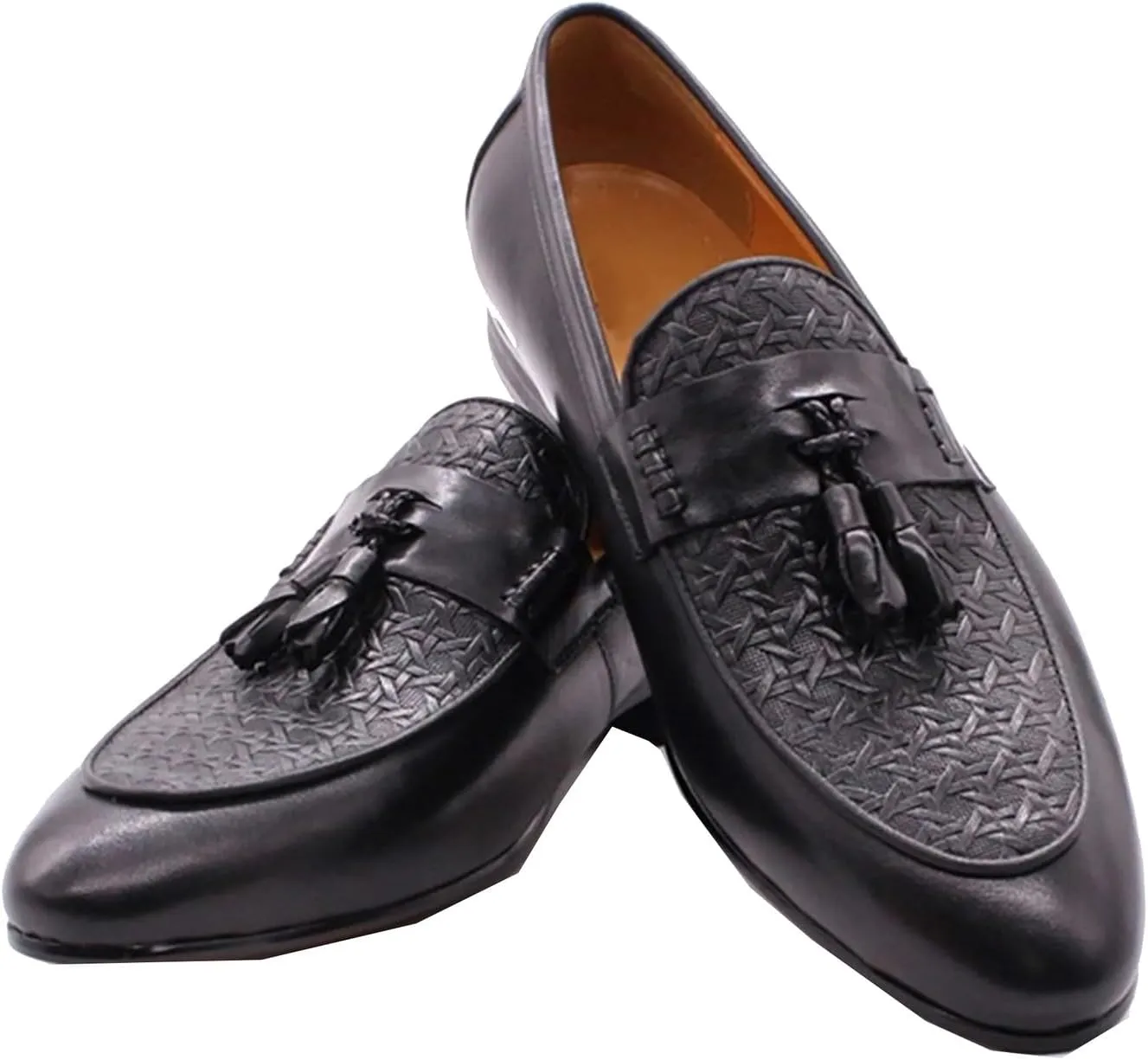 Santimon Men's Loafers Slip On Dress Casual Prom Tassel Shoes Mens Fashion Wedding Tuexdo Formal Business Suit Genuine Leather Penny Loafer Comfortable Walking Shoes