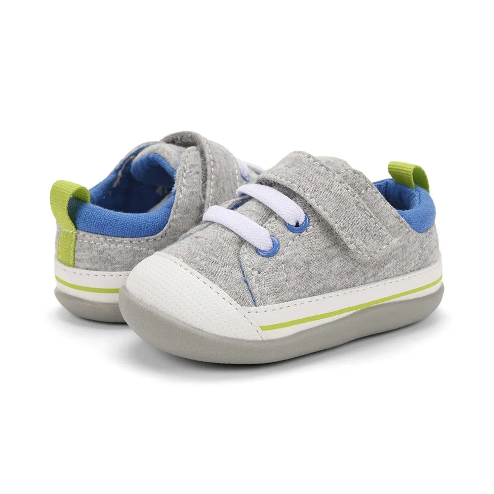 See Kai Run Stevie II First Walker Sneakers - Gray Jersey/Lime