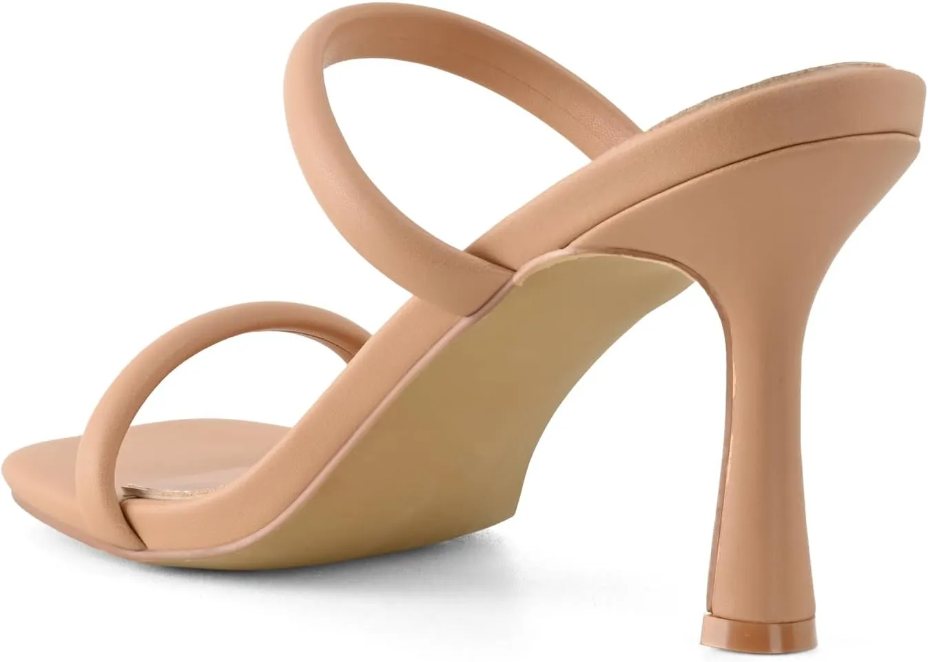 Shoe'N Tale Women's Strappy Heels Kitten Heeled Mules Two Straps Square Open Toe Slip On Sandals