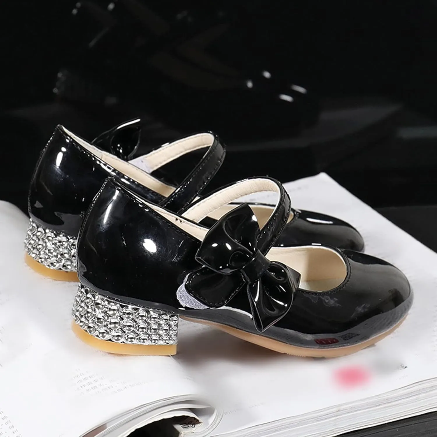 Shoes Low Heel for Girls Toddler Dress Shoes Cute Bowknot Patent Mary Jane Flower Girls Wedding School Party
