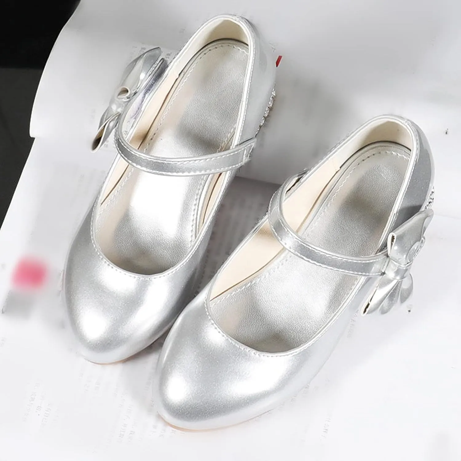 Shoes Low Heel for Girls Toddler Dress Shoes Cute Bowknot Patent Mary Jane Flower Girls Wedding School Party