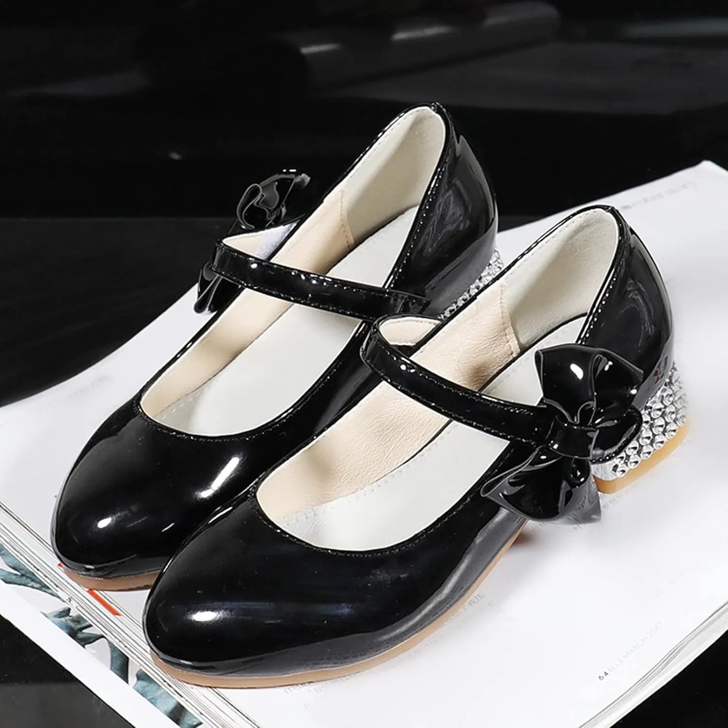 Shoes Low Heel for Girls Toddler Dress Shoes Cute Bowknot Patent Mary Jane Flower Girls Wedding School Party