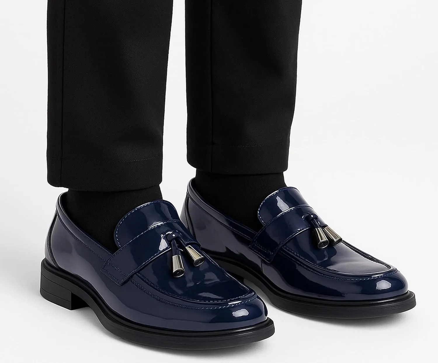 SIRRI Boys Slip-On Tassel Loafer Shoes Patent & Matt Prom Smart Formal Footwear