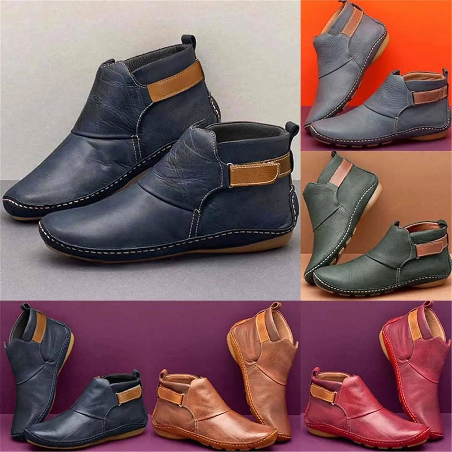 Snow Boots for Women Ankle Heel Booties for Women Womens Cowgirl Boots Square Toe Womens Bootie Round Toe Non Slip Slip On Closed Toe Wide Fit Available