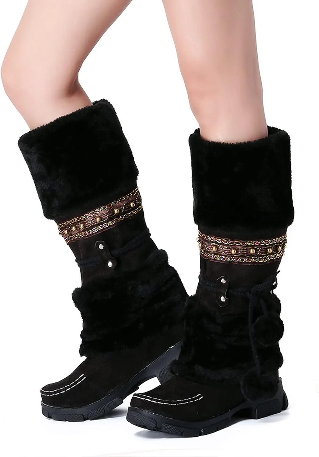 Snow Boots for Women Cute White Womens Boots Winter Ankle Womens Winter Boots Size 8 Wide Black Winter Heavy Thermal Warm Wool Boots Socks Women Womens Waterproof Winter Sneaker Boots