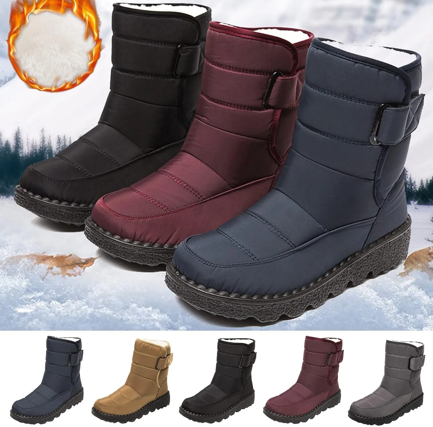 Snow Boots for Women Waterproof Boots for Women 2024 Girls Snow Winter Short Women Boots Outdoor Warm PU Rubber Sole