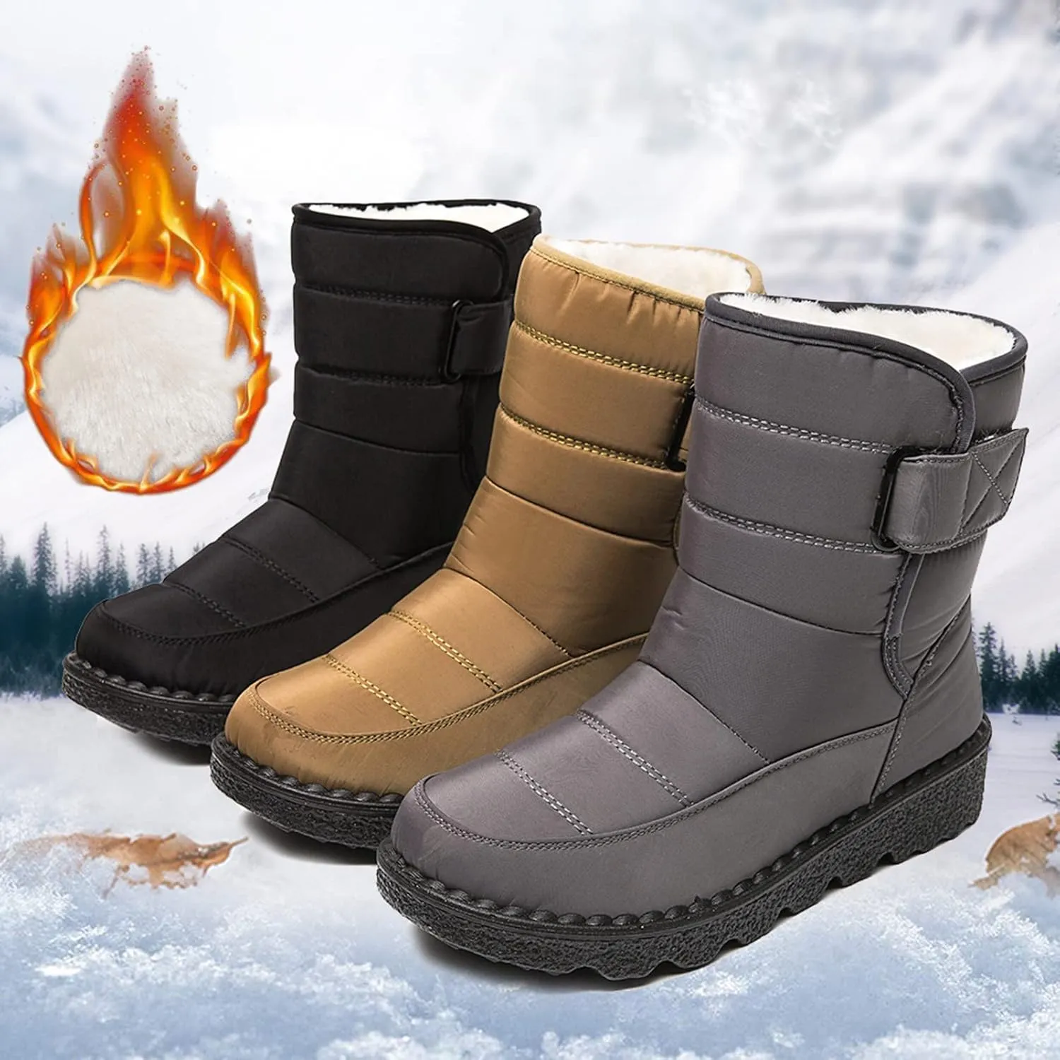 Snow Boots for Women Waterproof Boots for Women 2024 Girls Snow Winter Short Women Boots Outdoor Warm PU Rubber Sole