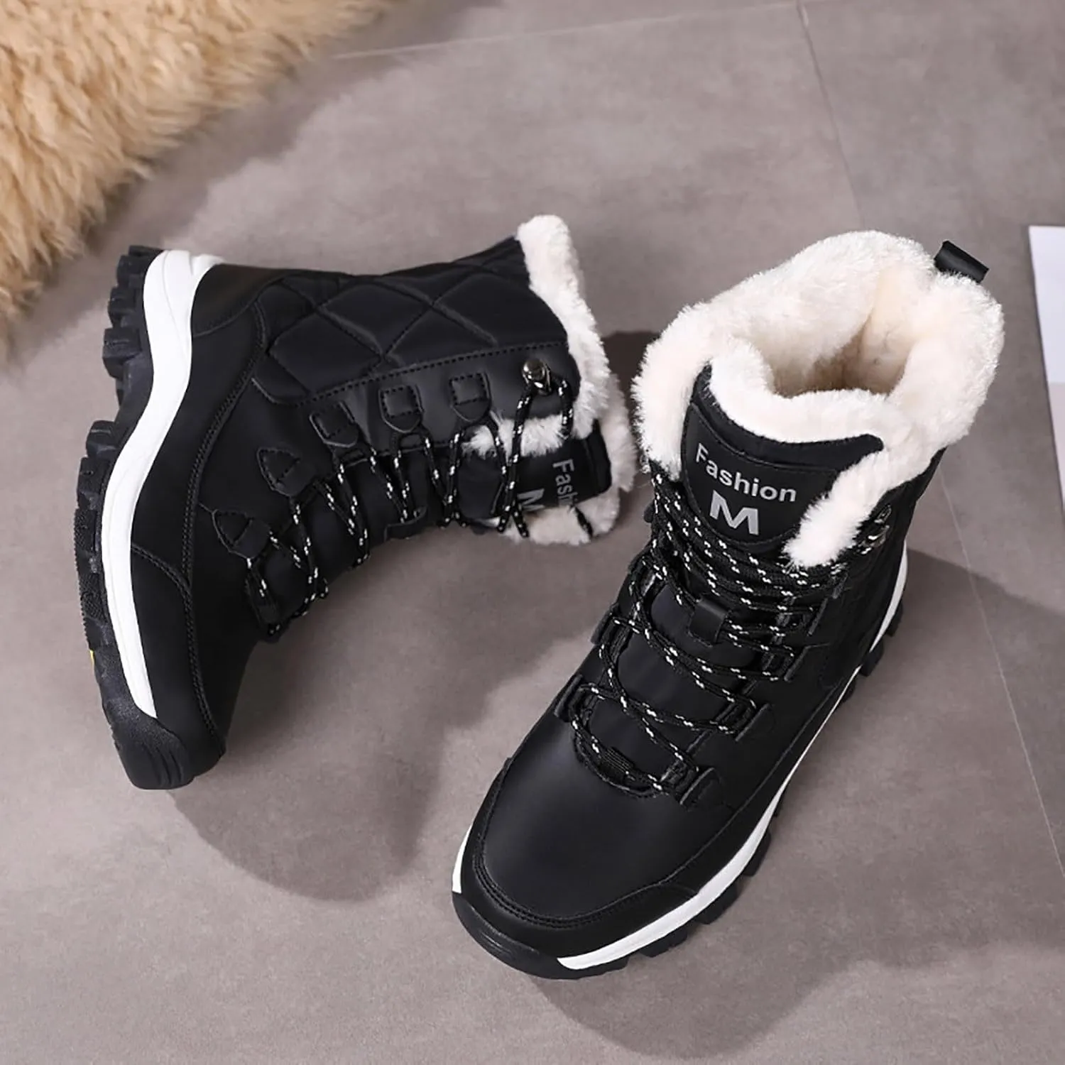 Snow Boots For Women Winter Boots for Women Large Size Outdoor Travel Thickened High Cotton Shoes Mid Calf Boots