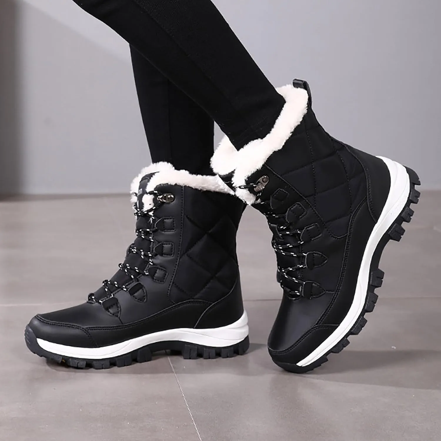 Snow Boots For Women Winter Boots for Women Large Size Outdoor Travel Thickened High Cotton Shoes Mid Calf Boots