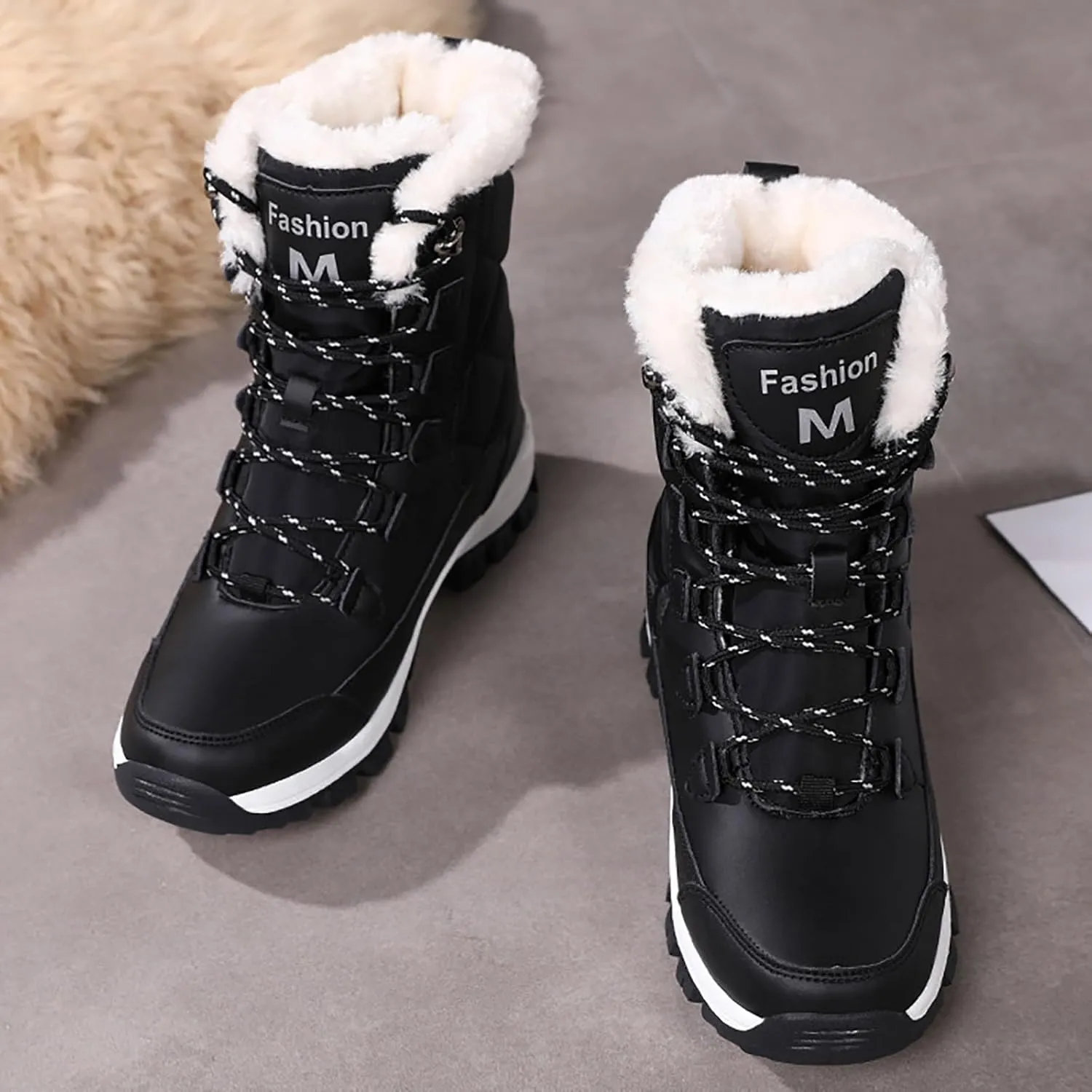 Snow Boots For Women Winter Boots for Women Large Size Outdoor Travel Thickened High Cotton Shoes Mid Calf Boots