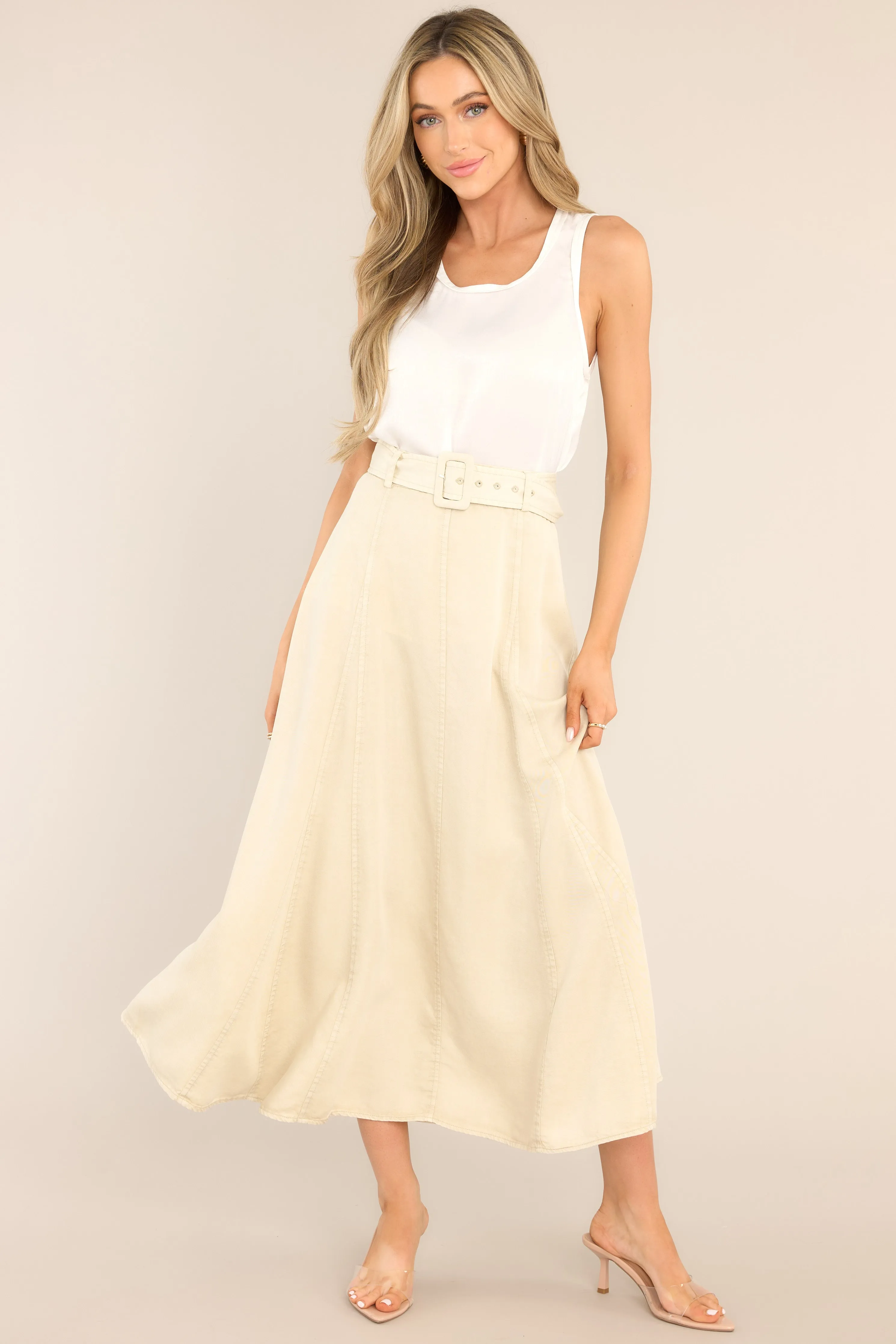 Stay True Beige Maxi Skirt