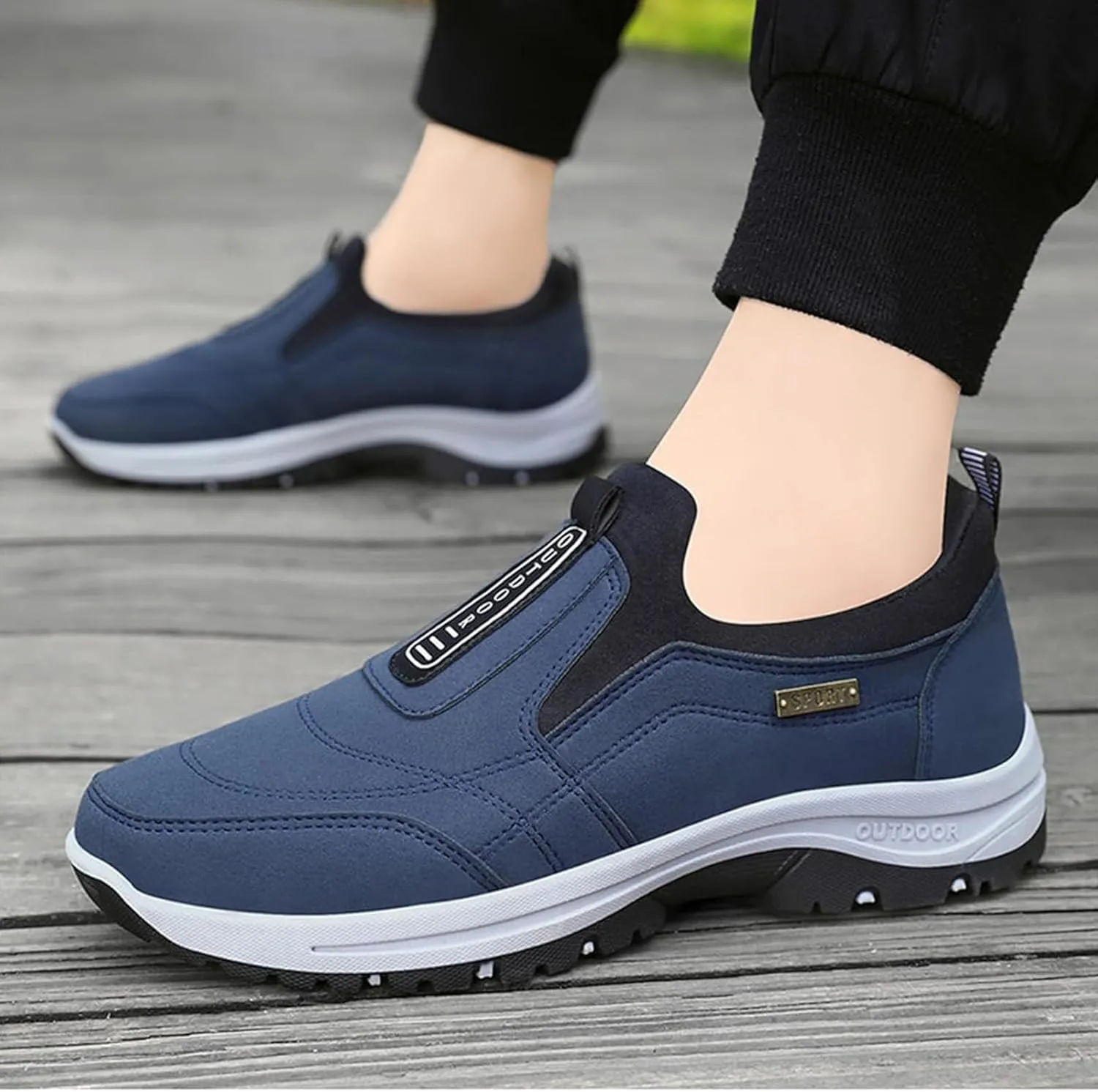 Teresad Shoes Men, Men's Comfortable Waterproof Orthopedic Walking Shoes Hiking Shoes, Slip-On Walking Shoes