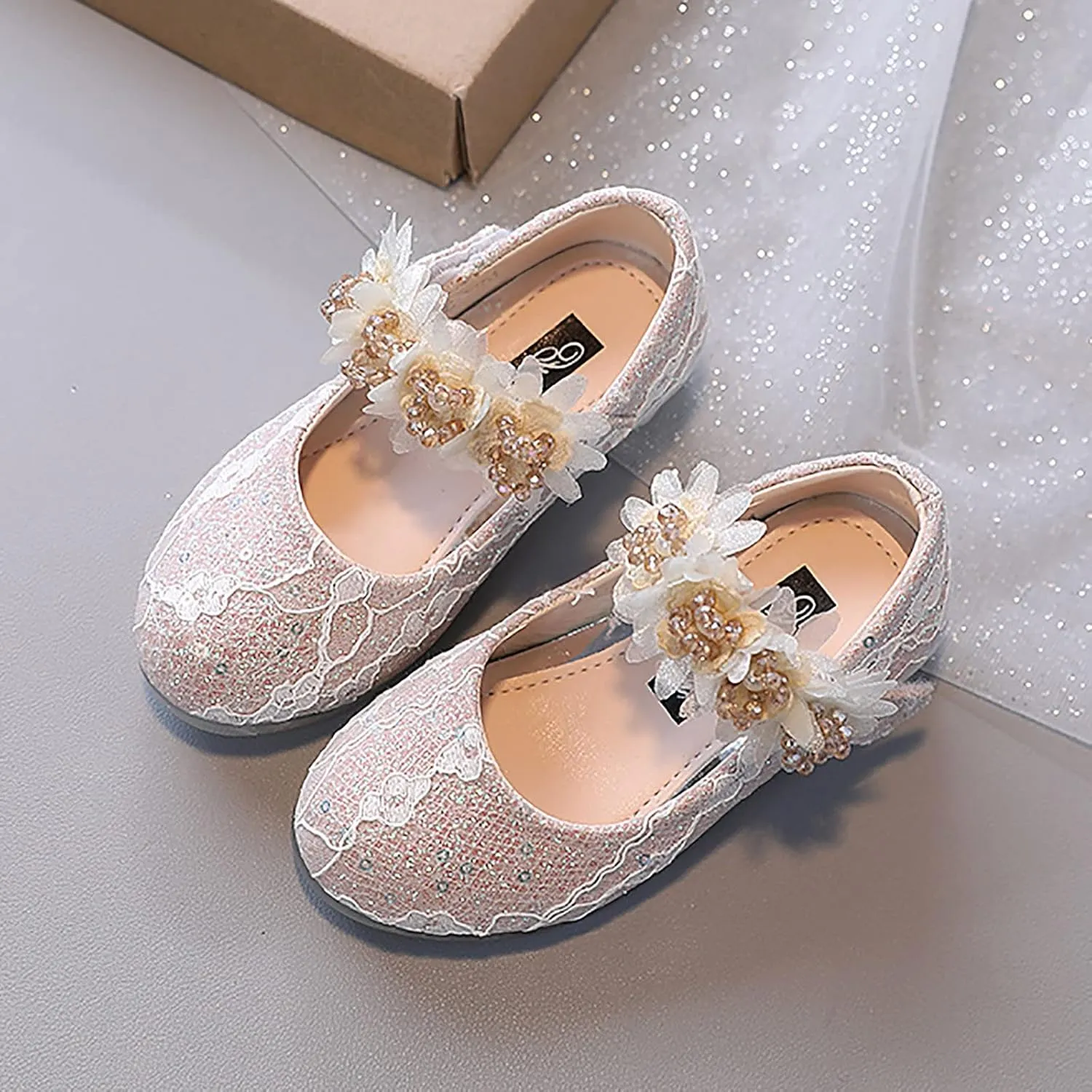 Toddler Girl Dress hinestones Flower Dancing Shoes Low Heel Leather Mary Jane Baby Kids Princess Sandals Flat
