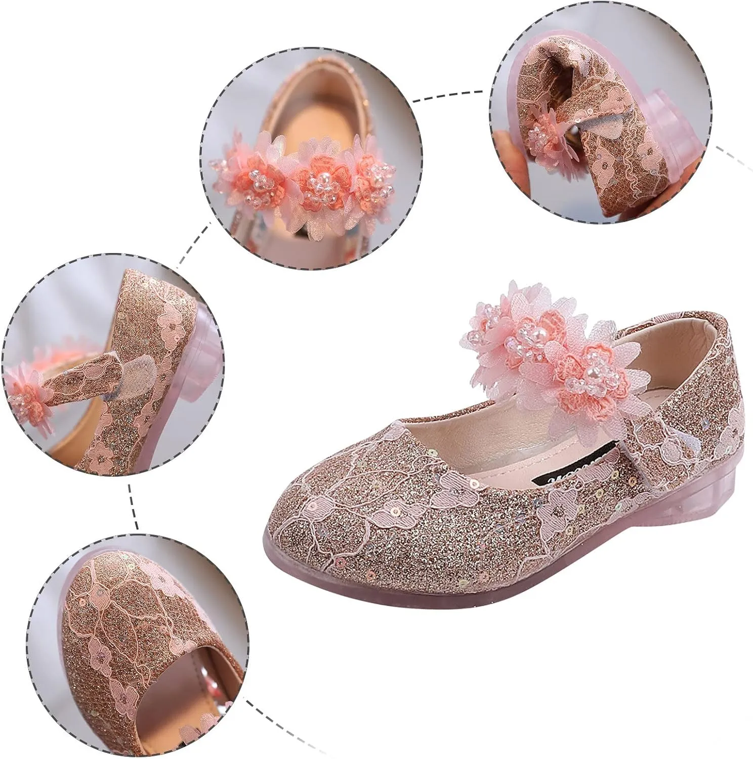 Toddler Girl Dress hinestones Flower Dancing Shoes Low Heel Leather Mary Jane Baby Kids Princess Sandals Flat