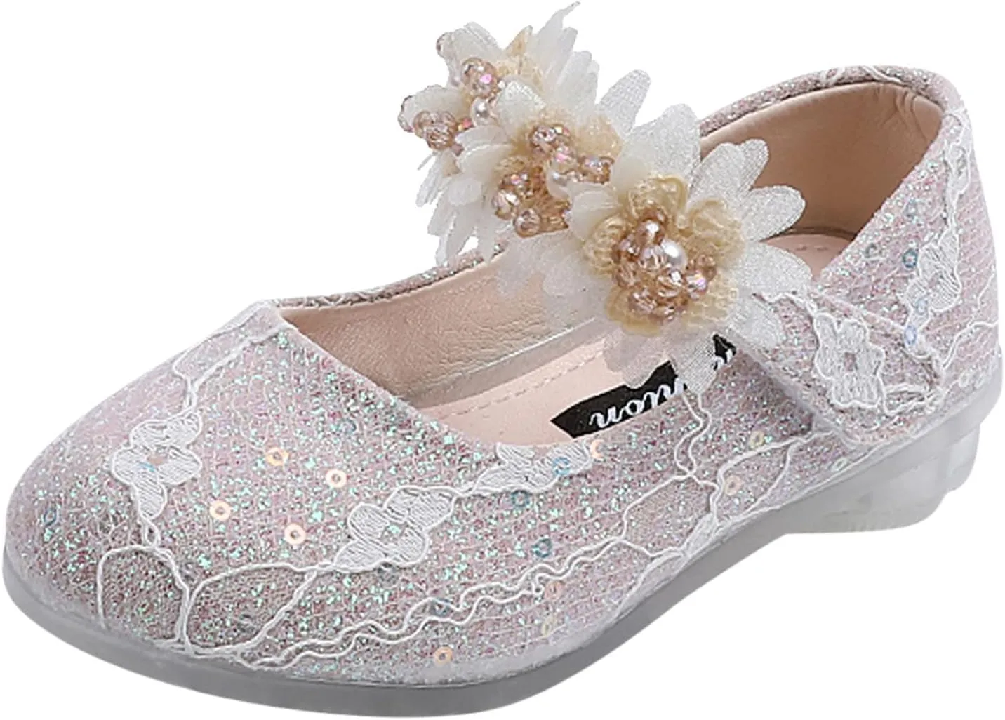 Toddler Girl Dress hinestones Flower Dancing Shoes Low Heel Leather Mary Jane Baby Kids Princess Sandals Flat