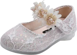 Toddler Girl Dress hinestones Flower Dancing Shoes Low Heel Leather Mary Jane Baby Kids Princess Sandals Flat