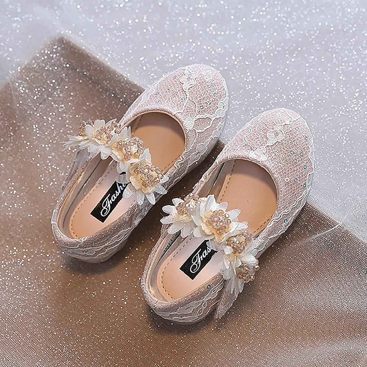 Toddler Girl Dress hinestones Flower Dancing Shoes Low Heel Leather Mary Jane Baby Kids Princess Sandals Flat