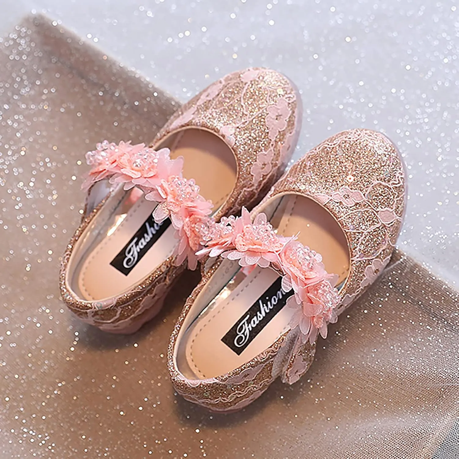 Toddler Girl Dress hinestones Flower Dancing Shoes Low Heel Leather Mary Jane Baby Kids Princess Sandals Flat