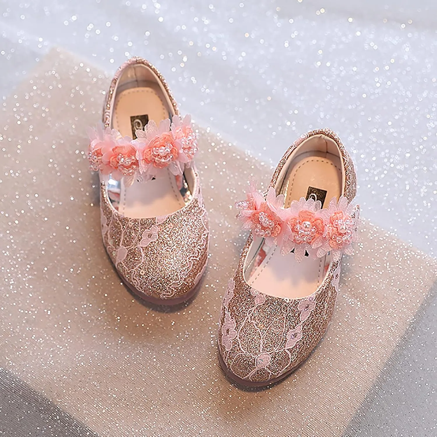 Toddler Girl Dress hinestones Flower Dancing Shoes Low Heel Leather Mary Jane Baby Kids Princess Sandals Flat