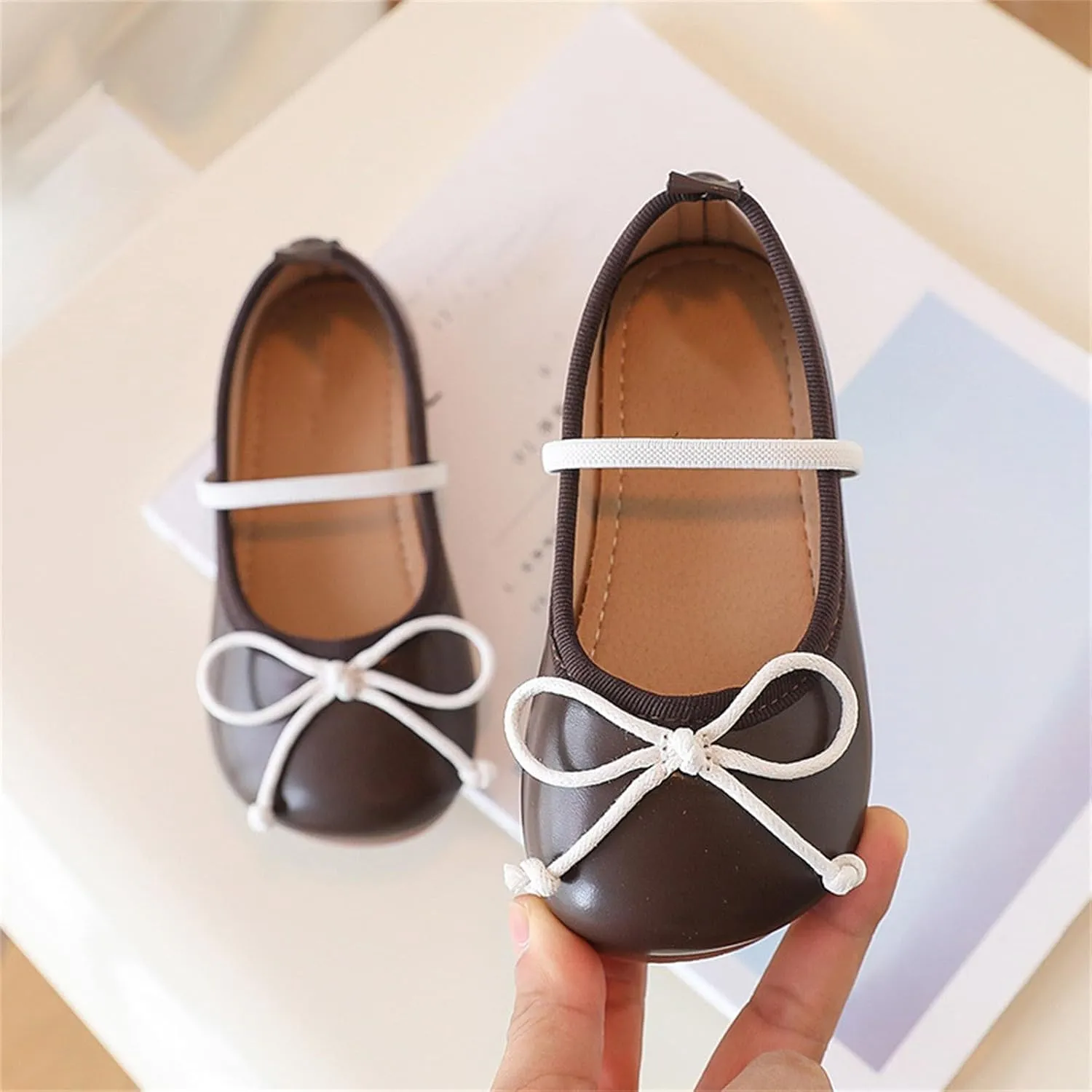 Toddler Girl Mary Jane Dress Shoes Non Slip Soft Sole Leather Bowknot School Shoes Kids Classic Ballerina Flat??