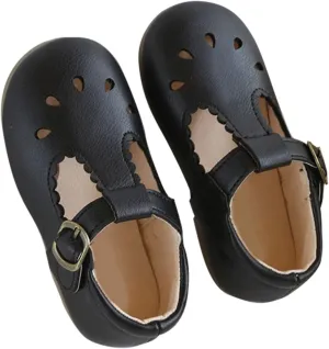 Toddler Girl T Strap Mary Jane Dress Shoes, Little Girl Closed Toe Hollow Buckle School niform Walking Shoes