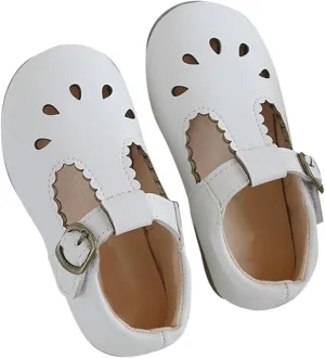Toddler Girl T Strap Mary Jane Dress Shoes, Little Girl Closed Toe Hollow Buckle School niform Walking Shoes