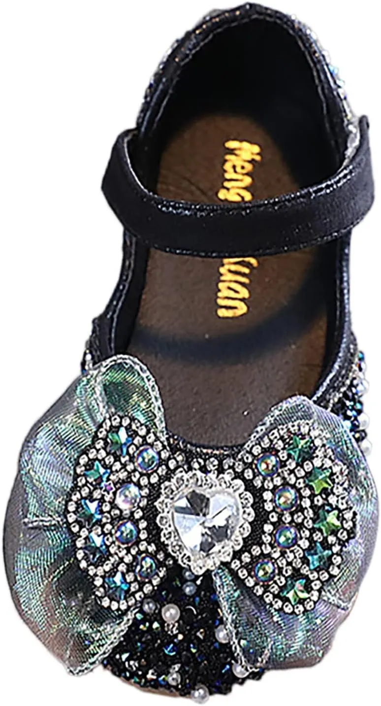 Toddler Girls hinestones Bows Mary Jane Ballet Flat Dress Shoes Flower Girls School Pary Wedding Sandals