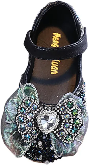 Toddler Girls hinestones Bows Mary Jane Ballet Flat Dress Shoes Flower Girls School Pary Wedding Sandals