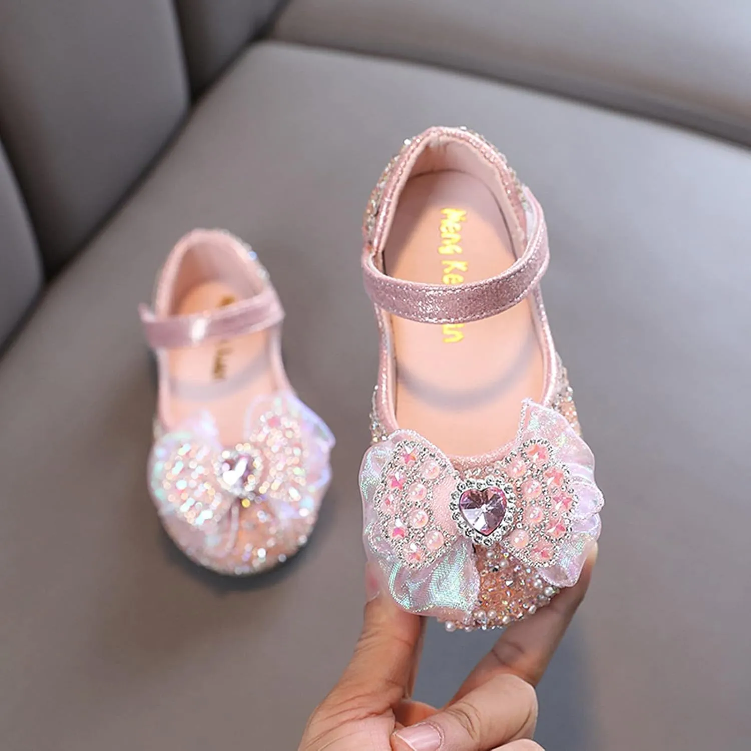 Toddler Girls hinestones Bows Mary Jane Ballet Flat Dress Shoes Flower Girls School Pary Wedding Sandals