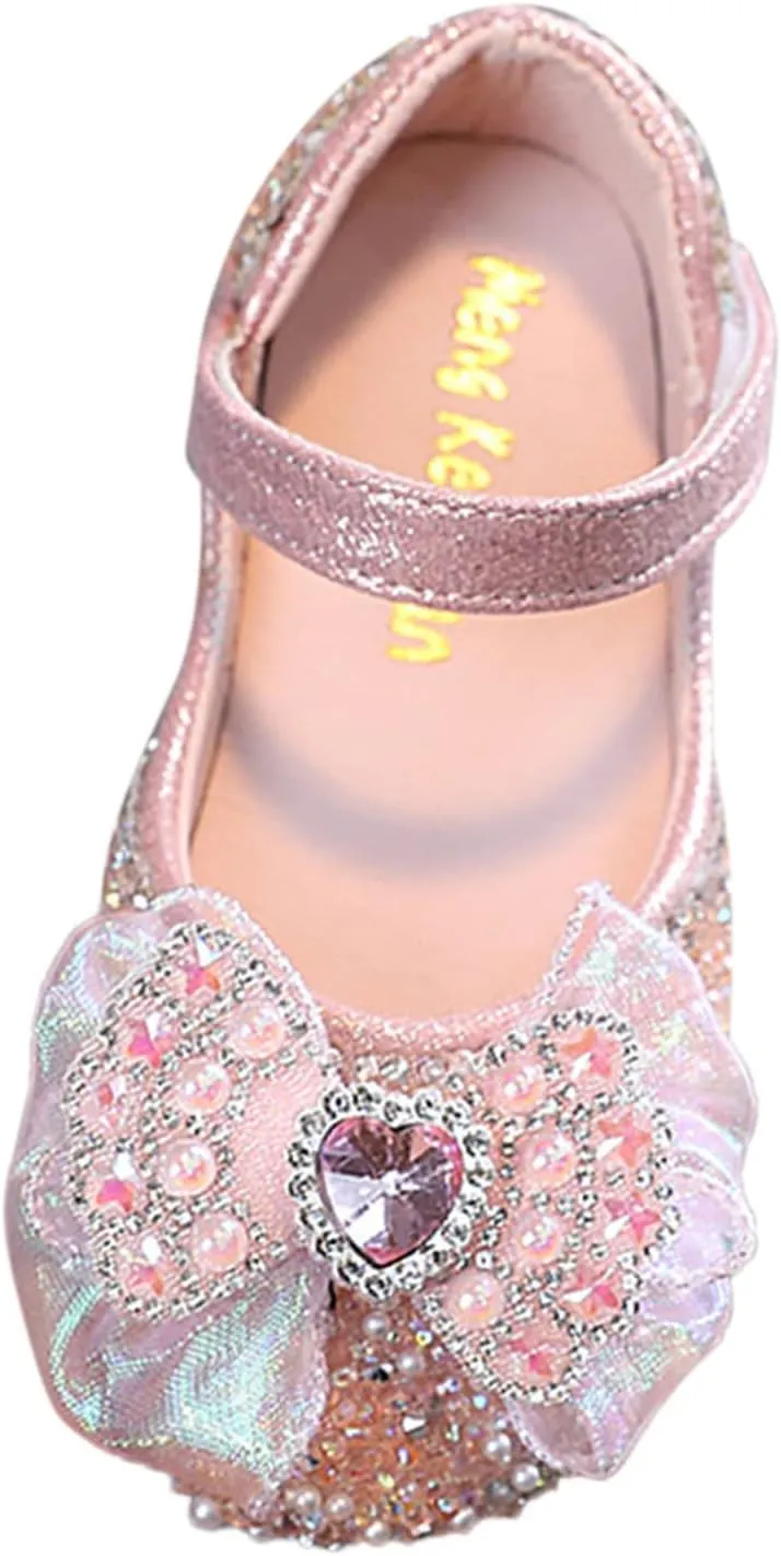 Toddler Girls hinestones Bows Mary Jane Ballet Flat Dress Shoes Flower Girls School Pary Wedding Sandals