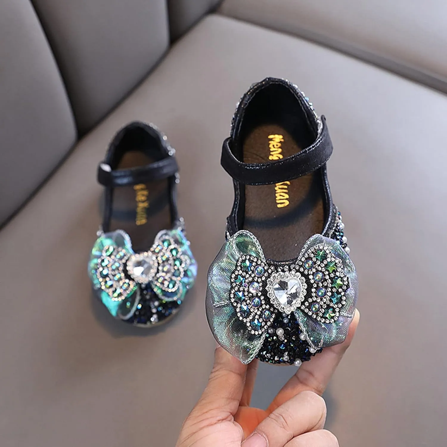 Toddler Girls hinestones Bows Mary Jane Ballet Flat Dress Shoes Flower Girls School Pary Wedding Sandals