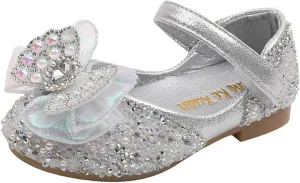 Toddler Girls hinestones Bows Mary Jane Ballet Flat Dress Shoes Flower Girls School Pary Wedding Sandals