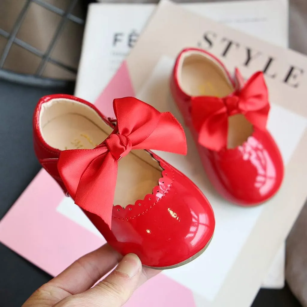Toddler Girls Mary Jane Dress Shoes Ballet Flat Slip-On Bowknot Princess Wedding Pary occasins Baptism Shoes