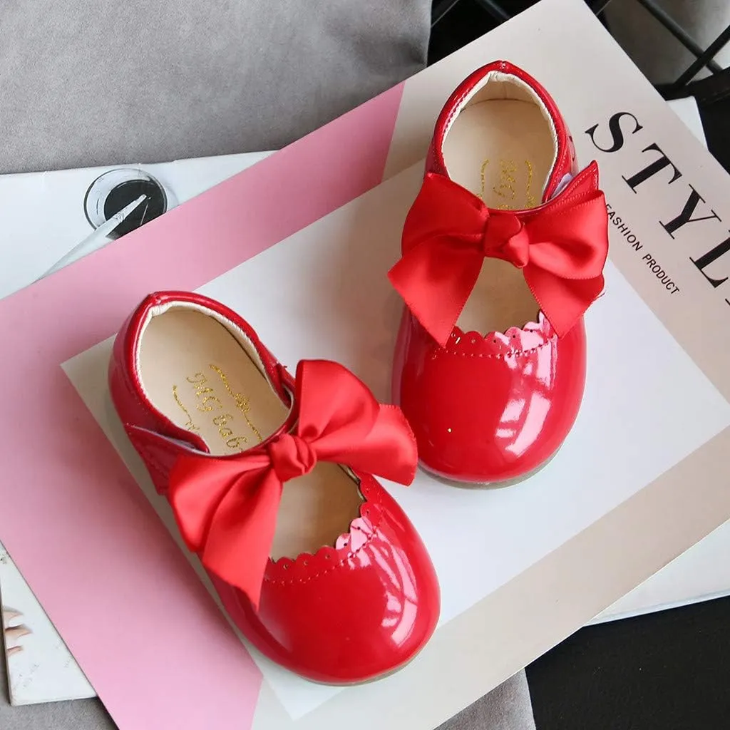 Toddler Girls Mary Jane Dress Shoes Ballet Flat Slip-On Bowknot Princess Wedding Pary occasins Baptism Shoes