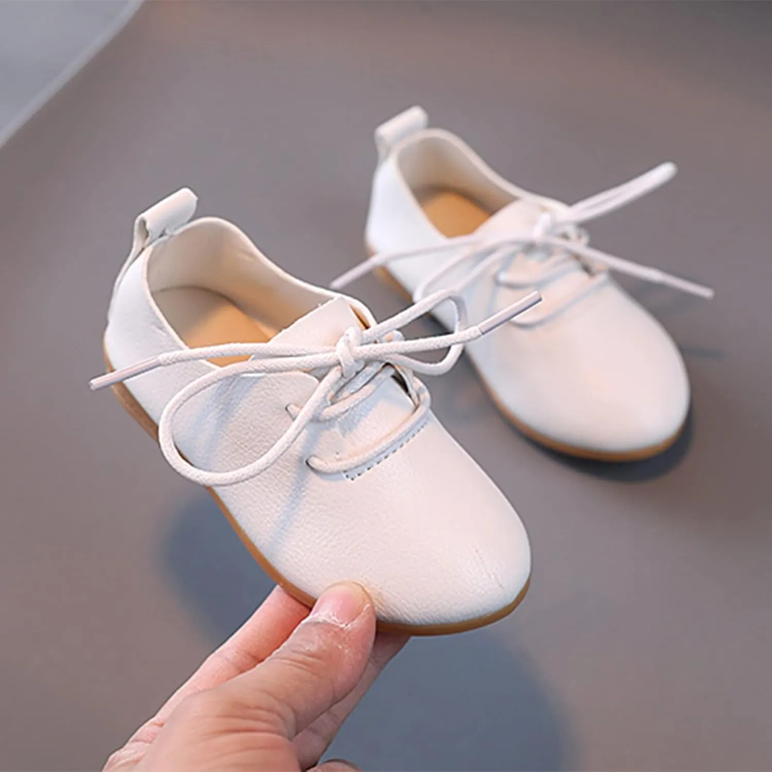 Toddler Little Girls Boys British Style Lace-Up Saddle Shoes Casual ??xfords Baptism School ??niform Loafer Shoes