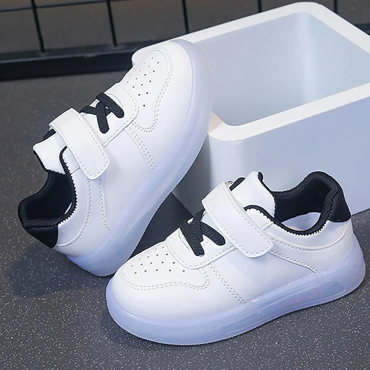Toddler No Lace Glitter Sneakers Flat Non Slip Sole Rubber Lightweight Sport Shoes Baby Boys Girls First Walking Shoes