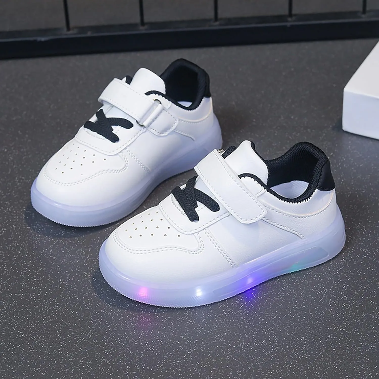 Toddler No Lace Glitter Sneakers Flat Non Slip Sole Rubber Lightweight Sport Shoes Baby Boys Girls First Walking Shoes