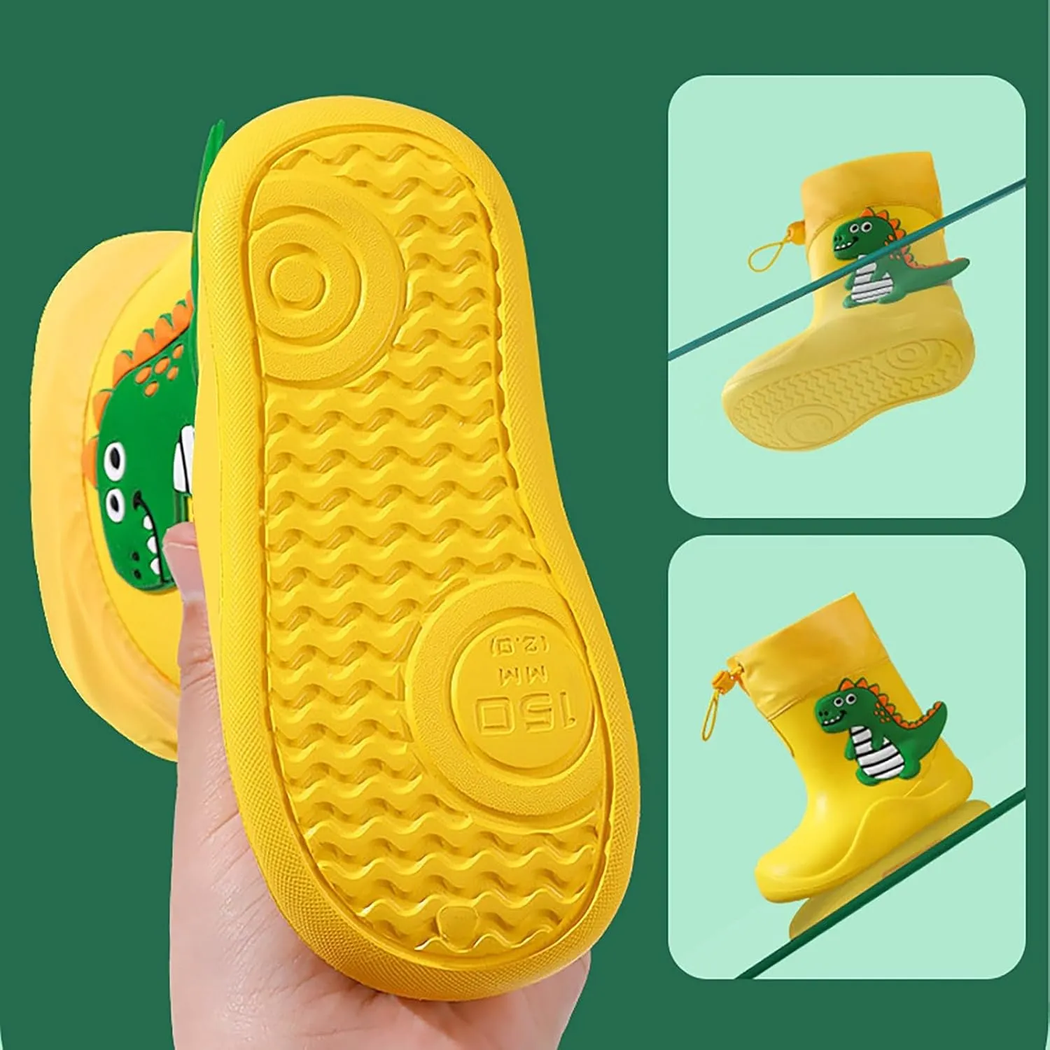 Toddler Rain Boots Baby Rain Boots Dinosaur Rain Boots for Boys Girls Non Slip Rubber Water Proof Shoes
