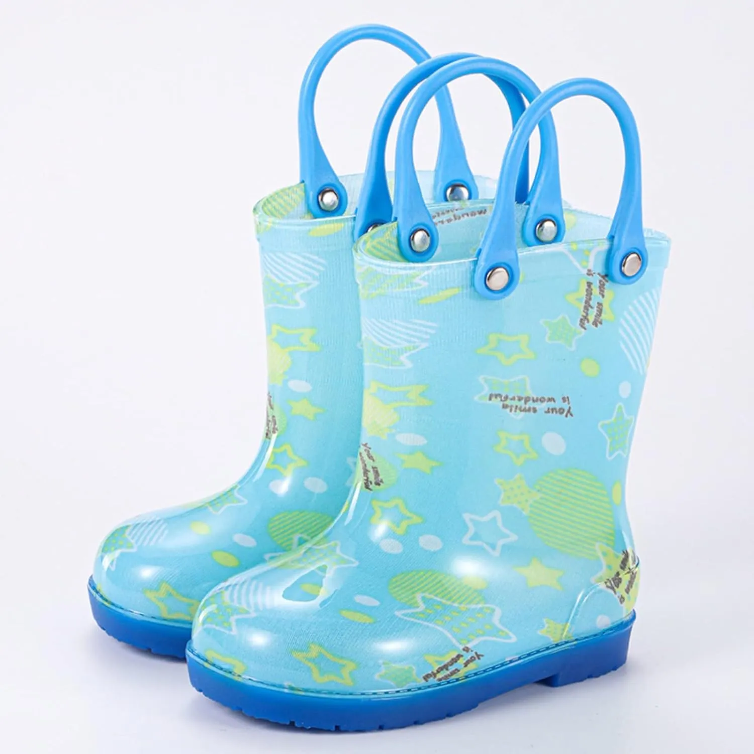 Toddler Rain Boots with Handle Little Boys Girls Lightweight ??aterproof Outdoor Non-Slip Toddler Girl Riding Boots