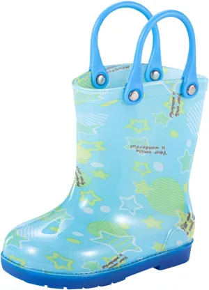 Toddler Rain Boots with Handle Little Boys Girls Lightweight ??aterproof Outdoor Non-Slip Toddler Girl Riding Boots