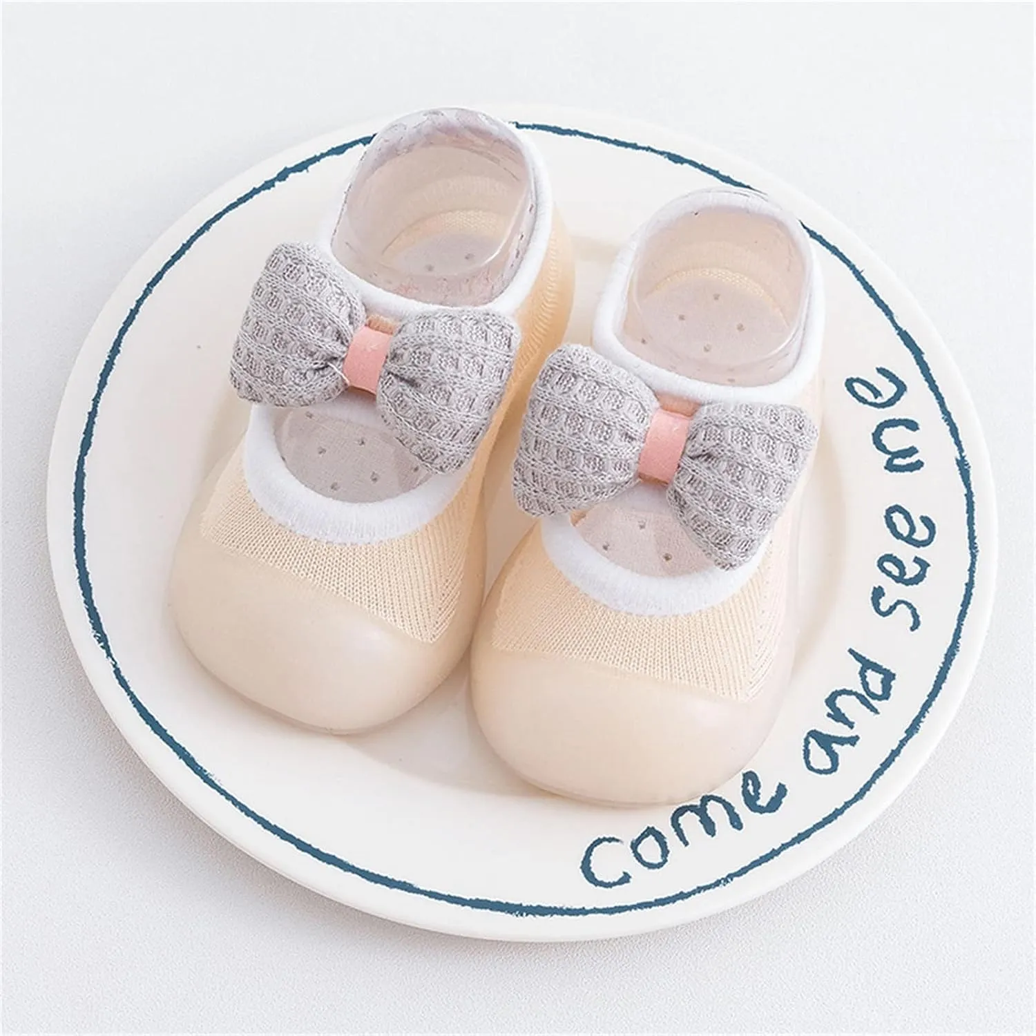 Toddler Sock Shoes Kids Infant Newborn Baby Boys Girls Shoes First Walkers Cute Bowknot Soft Antislip Sock Shoes B