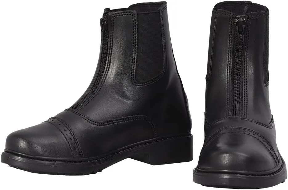 TuffRider Children??s Starter Front Zip Paddock Boots with free Socks | Durable, Easy to Clean Water-Resistant Horse Riding Boots