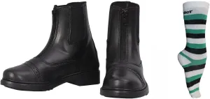 TuffRider Children??s Starter Front Zip Paddock Boots with free Socks | Durable, Easy to Clean Water-Resistant Horse Riding Boots