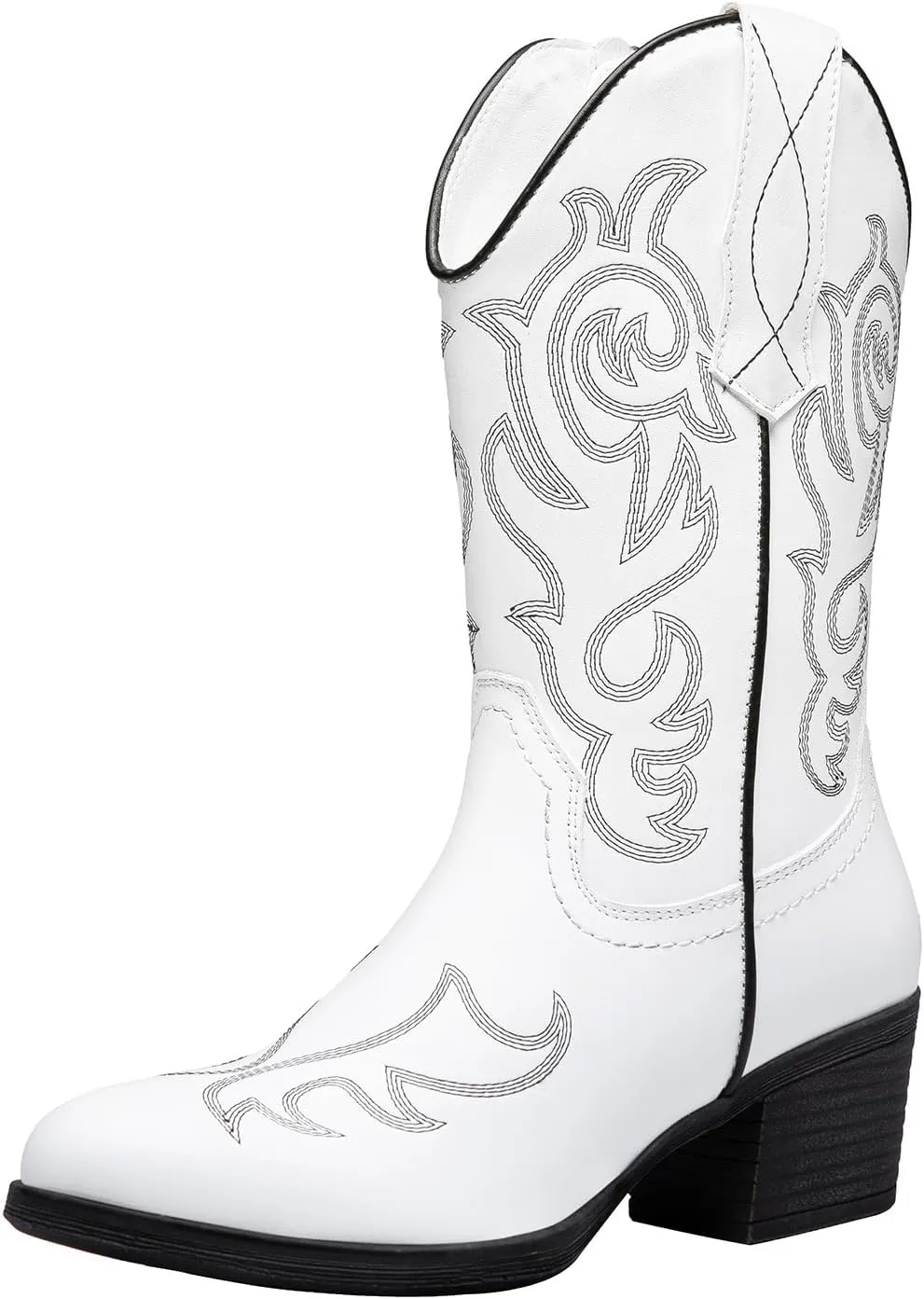 Vepose Women??s Cowboy Mid Calf Boots Cowgirl Western Embroidered Chunky Low Heel 9800 Boots with Zipper
