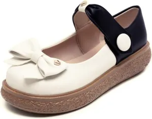 VOKLIN Women's Girls Mary Jane Ballet Flat Shoes Sweet Bow Slip On Party Dress Ballerina School Oxford Shoe