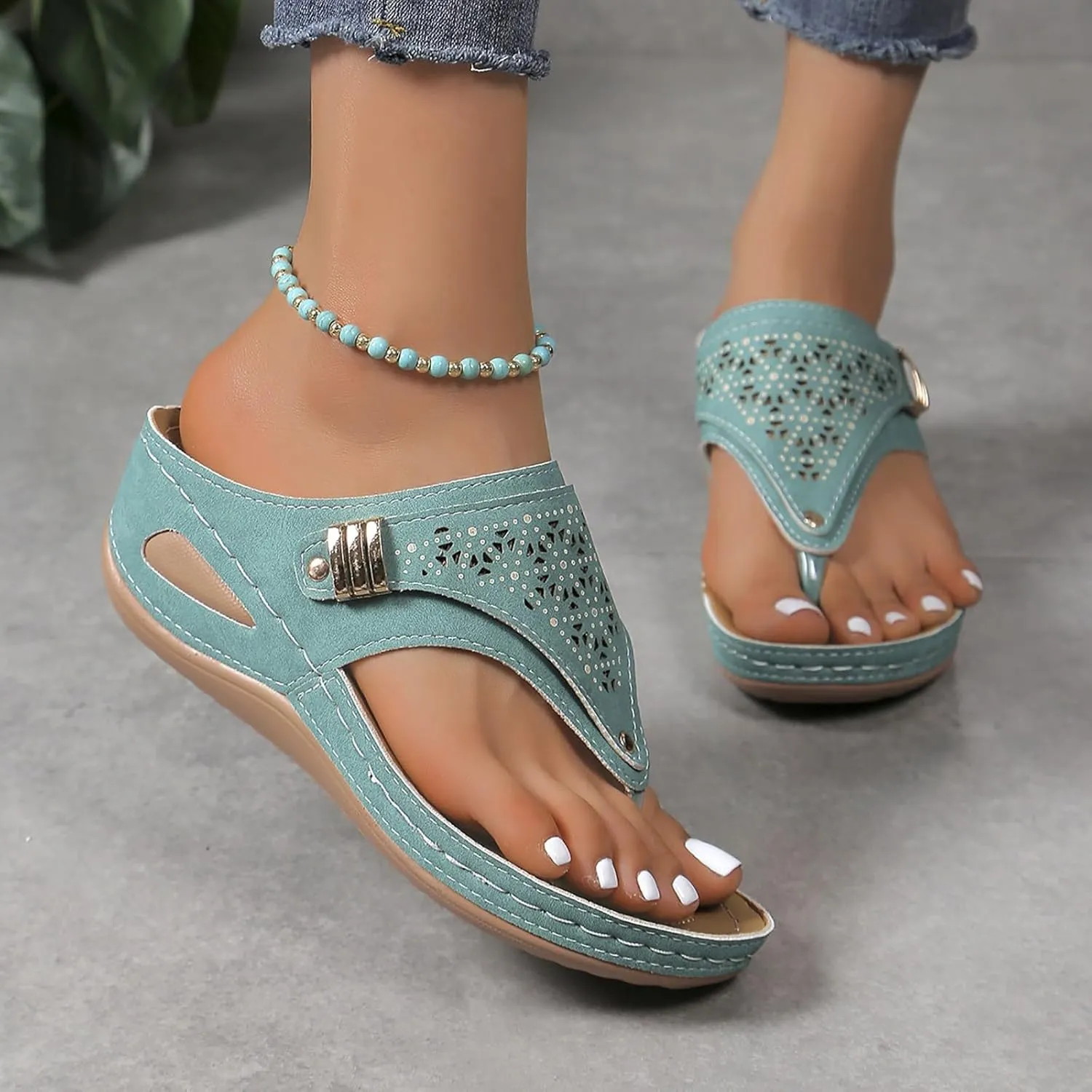 Walking Sandals Women Comfort Orthopedic Wedge Sandals Lightweight Mesh Sport Slides Sandals Arch Support Flip Flops