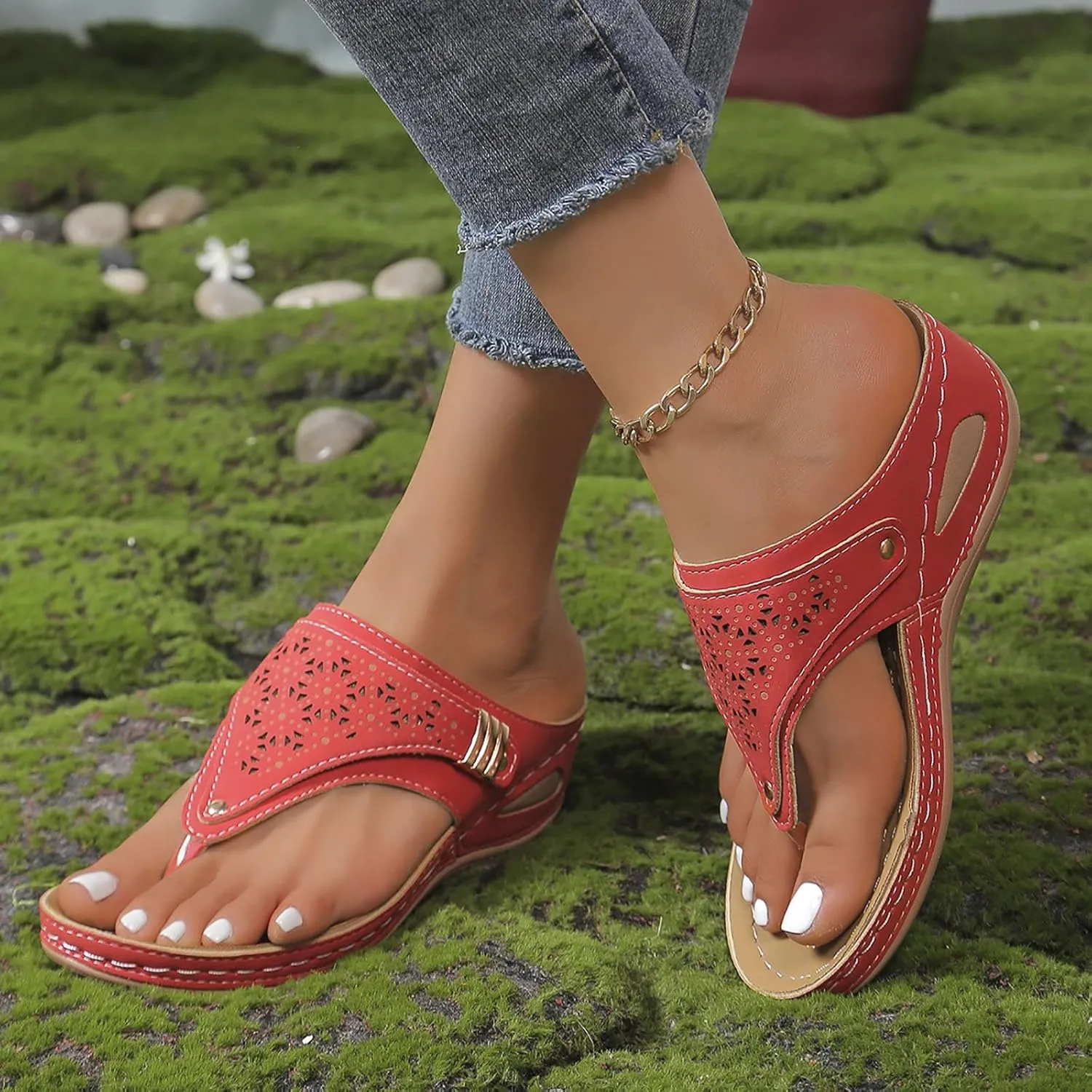 Walking Sandals Women Comfort Orthopedic Wedge Sandals Lightweight Mesh Sport Slides Sandals Arch Support Flip Flops