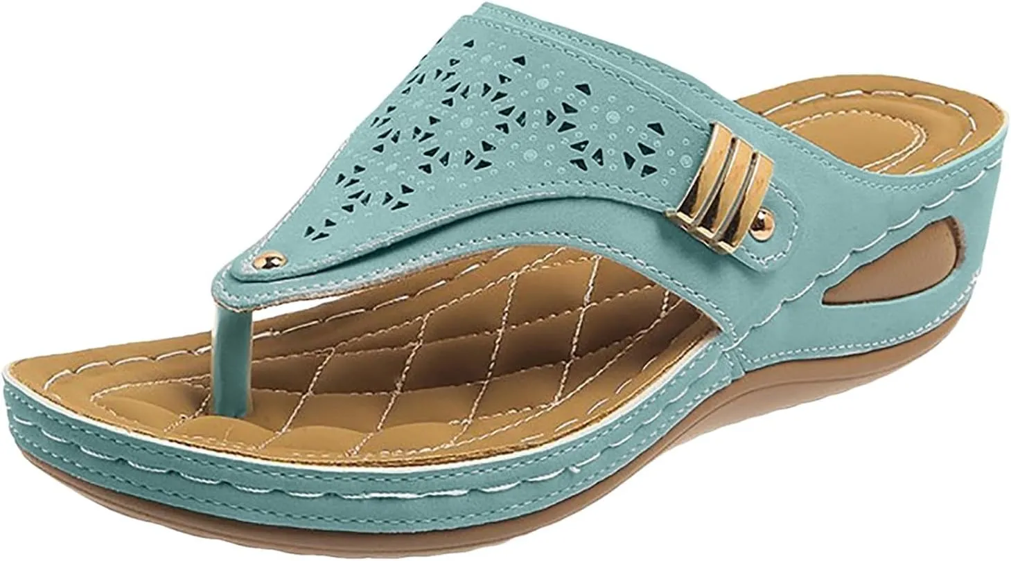 Walking Sandals Women Comfort Orthopedic Wedge Sandals Lightweight Mesh Sport Slides Sandals Arch Support Flip Flops
